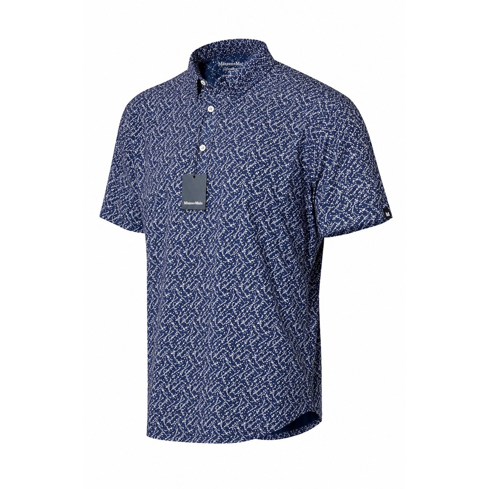 Mizzen+Main Halyard SS Polo Shirt Indigo Confetti Print Men's Large Trim Fit NWT
